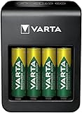 VARTA Plug Charger+, Ladegerät für Akkus in AA/AAA/9V und USB Geräte, Einzelschachtladung, inkl. 4x AA 2100mAh Akku