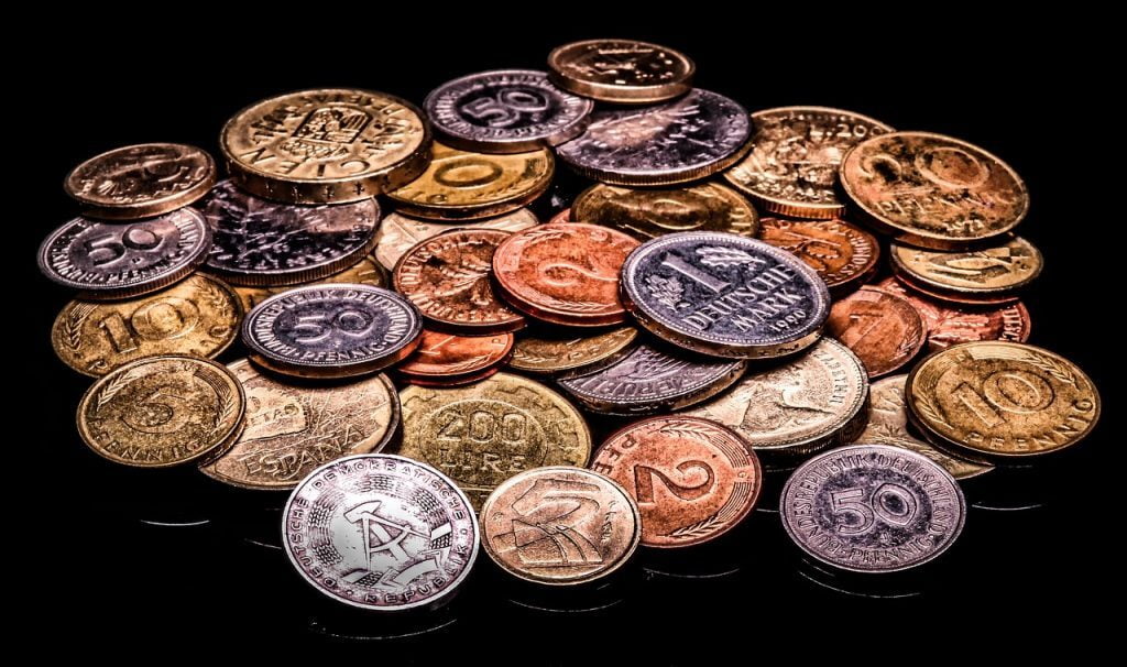 D-Mark-Münzen und Pfennig-Stücke