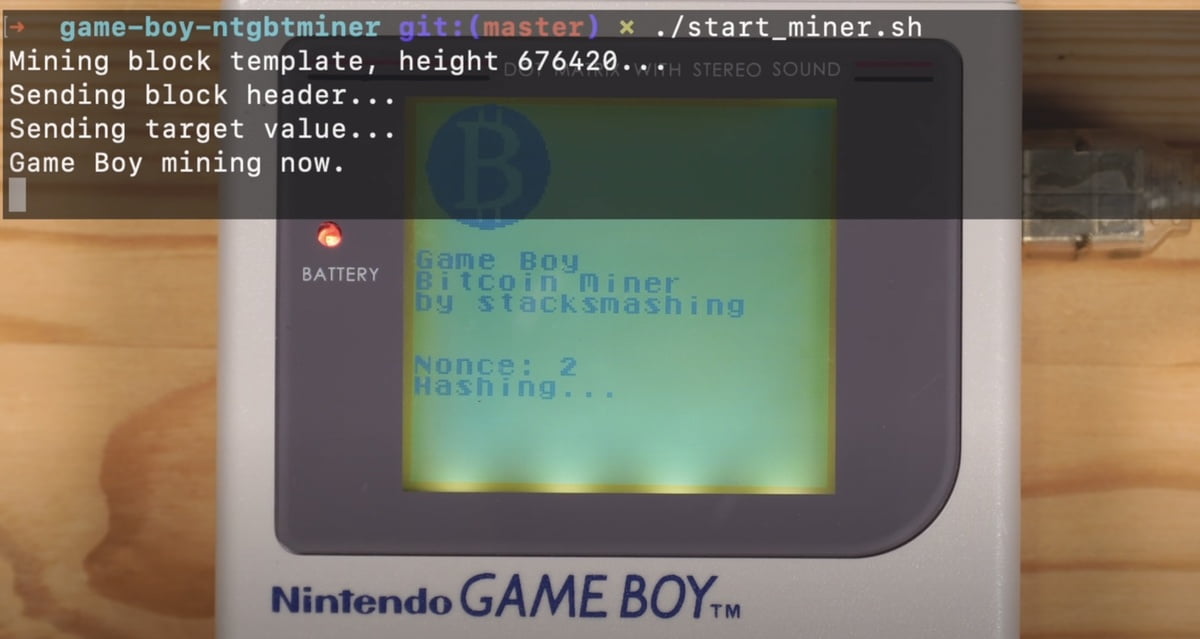 Bitcoin-Mining per Gameboy